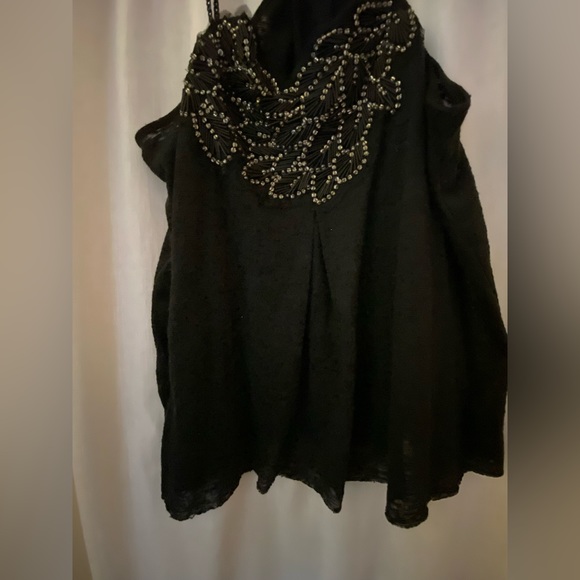 Free People Black Beaded Double Strap Tank Top Size Woman’s Small - Picture 5 of 9